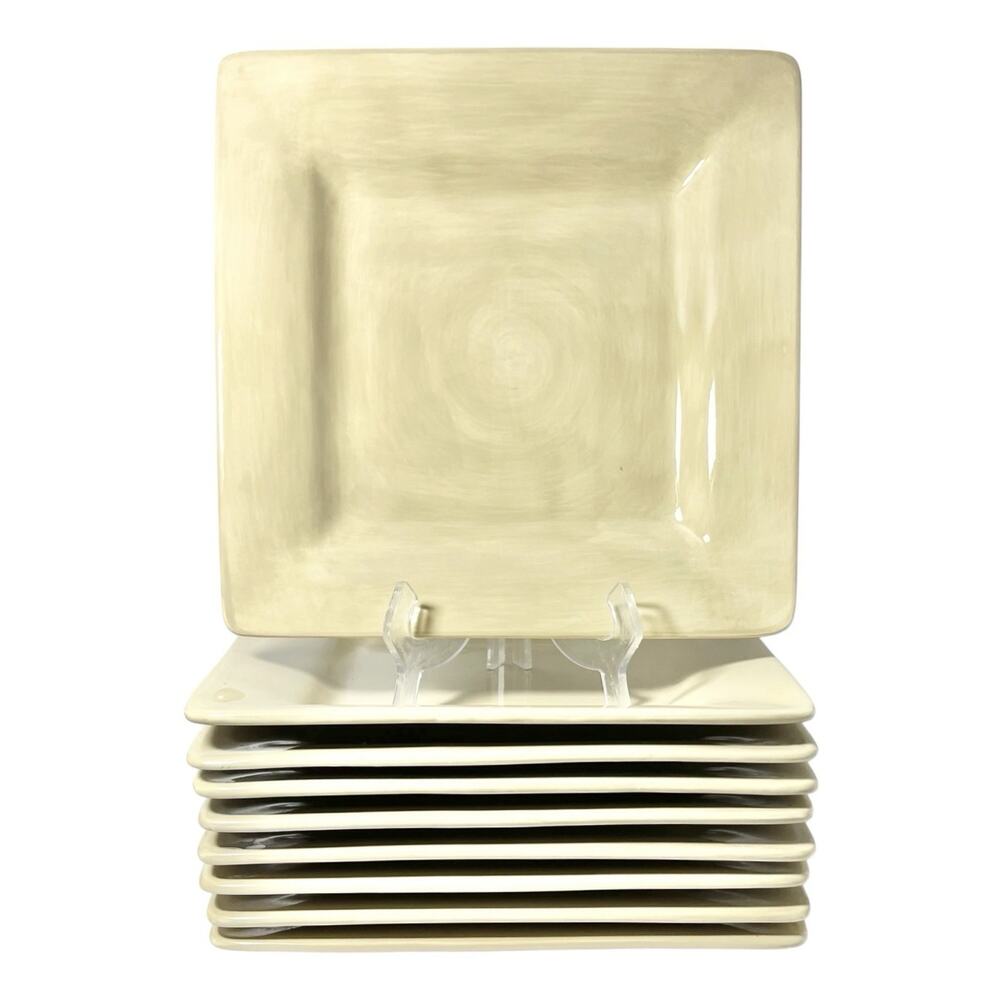 Artimino “Ciao II (Sand)” Set of 9 Square Earthenware Dinner Plates 11 1/2”